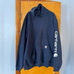 Carhartt Navy Pullover Hoodie with Sleeve Logo
